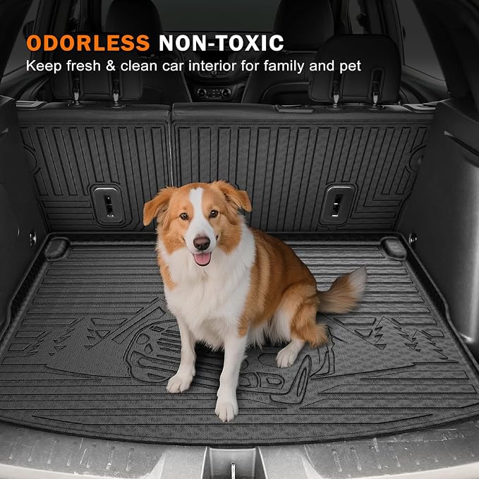 KUST Floor Mats for 2021-2026 Chevy Trailblazer Accessories (AWD Only) | Rear Cargo Trunk Mat (Cargo Deck in Upper Position), Front Rear Car Mats All Weather Protection, TPE Rubber, Raised Edge