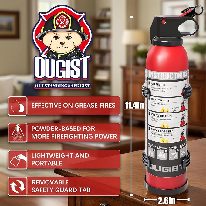 Small Fire Extinguisher for Home & Car – (4-Pack, 1.32lb Each) Portable ABC Chemical Powder Fire Extinguishing Spray | for Kitchen Grease, Electrical, Vehicle & Garage Fires, Easy to Use