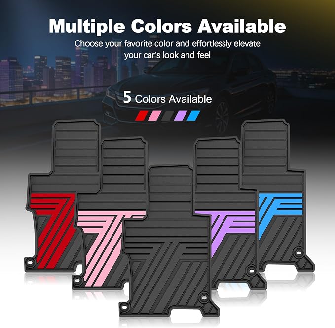 Floor Mats Fit for Honda Accord Sedan 2017 2016 2015 2014 2013, All Weather Rubber Custom Fit Anti-Slip Car Floor Liner, 1st & 2nd Row, Black (Not for Coupe)