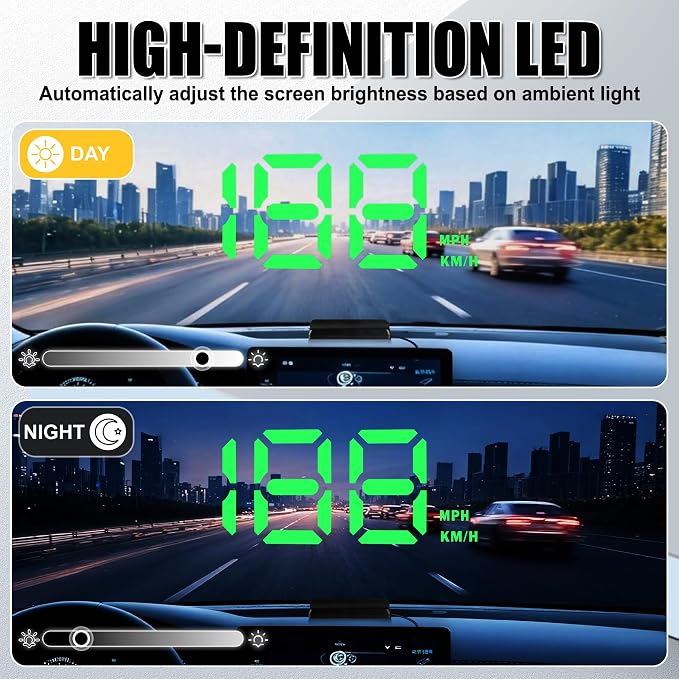 SINGARO Heads up Display for Cars, Universal USB Plug Digital GPS HUD Speedometer with Large Font, Automatic Brightness Adjustment, Car Interior Accessories for Women and Man(Green)