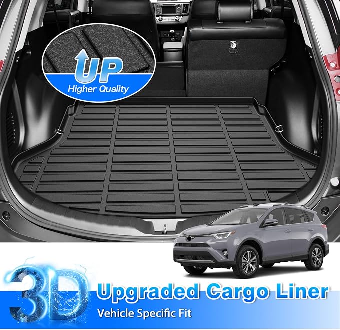 RAV4 Cargo mat - Trunk Mat for Toyota RAV4 2013-2018, All Weather Trunk Mat for RAV4 Accessories, Heavy Duty Rubber Mats, Car Accessories