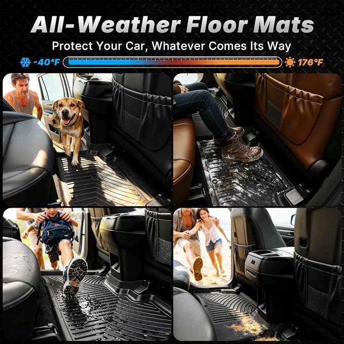 OEDRO Upgraded Custom Floor Mats Fit for 2013-2018 Dodge Ram 1500 Quad Cab, 2019-2024 Dodge Ram 1500 Classic Quad Cab (NOT for New Body), All Weather Front & 2nd Seat Floor Liners