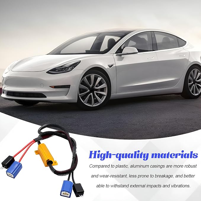 BESULEN 2PCS H1 Car LED Resistor Kit, 50W 6Ohm Vehicle Headlight Anti Flicker Error Decoder, Auto Fog Turn Signal Bulb Load Resistor Relay Harness Adaptor, Universal Auto Accessories