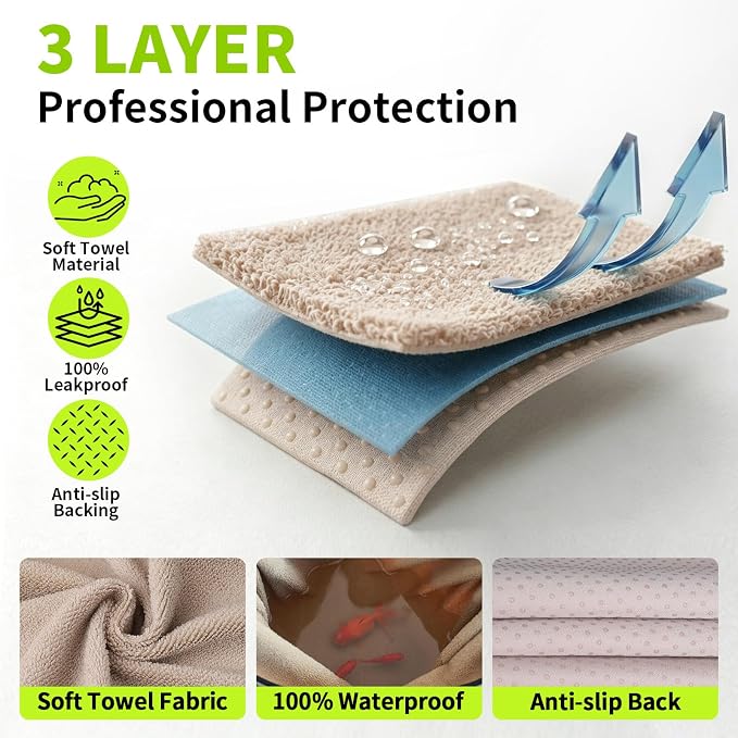 Leader Accessories Waterproof Towel Car Seat Cover, Front Bucket, Beige | Universal Non-Slip, Fits Car Truck SUV, Machine Washable, For Dog & Kid, Pets, Yoga, Gym, Beach, Swimming, Outdoor Sports