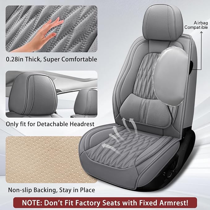 WELLDO Car Seat Covers, 5 Seats, Gray, w02 | Waterproof, Scratch-Resistant, Breathable & Easy to Clean, Universal Fit for SUV Sedan Truck, Full Set