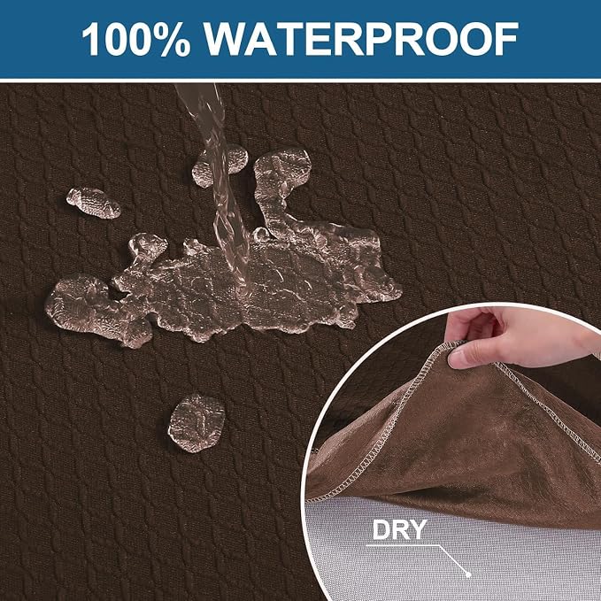 Smiry Waterproof Seat Covers for Dining Room Chairs Set of 10, Stretch Jacquard Removable Washable Chair Seat Slipcovers Protector, No Rear Covers, Brown