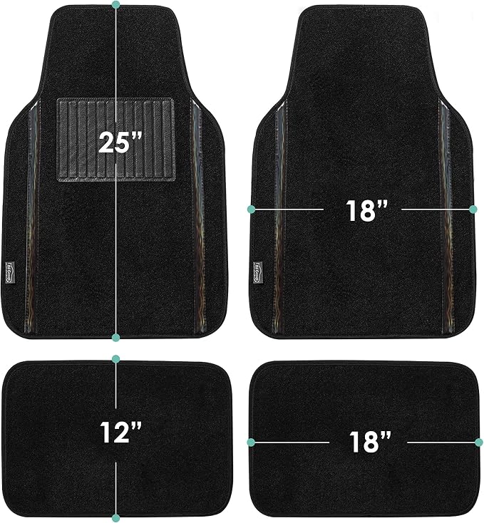 FH Group Universal Fit Car Floor Mats – All-Purpose Carpet Floor Mats & Protectors for Cars, SUVs & Trucks, Durable Automotive Carpet Mats, Black