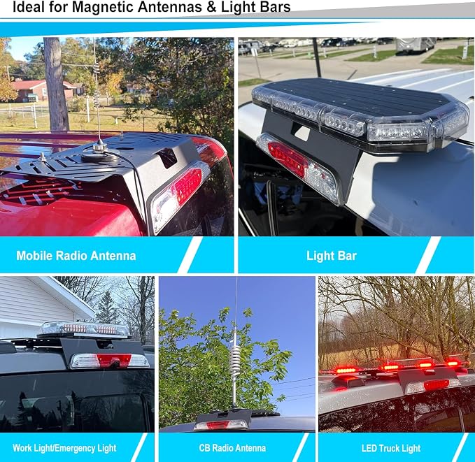 TOPOWN Metal Drill-Free Light Bar Cab Mount for Ford F-150 (2015+) for Ford F-250-F-550 (2017+), Fit for Magnetic Light Bar and Magnetic Antenna, Support Bolt-on Mounting, Metal Light Bar Mount