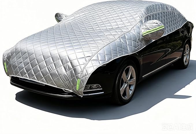 Padded Half Car Cover Hail Protector Universal Hatchback Sedan SUV | Heavy Duty Vechile Shield with Cotton Padding All-Season Protection Against UV, Heat, Hail, Snow, Ice & Dust Outdoor Parking