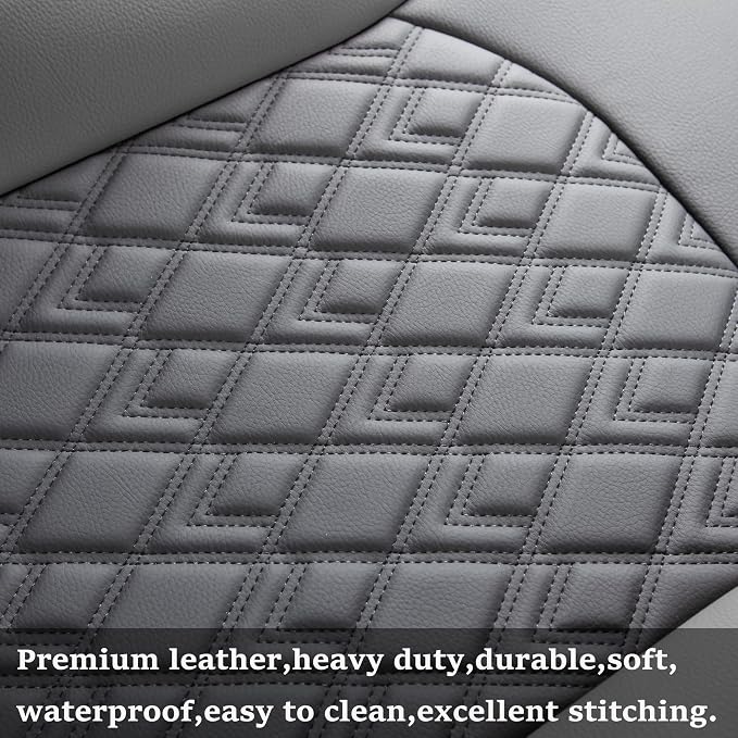 JOJOBAY Chevy Silverado Seat Covers,Leather Seat Covers for GMC Sierra,Custom Fit 2007-2026 1500 2500HD 3500HD Crew Double Extended Regular Cab,LT LZT RST Trail Boss(Front Pair,Black)