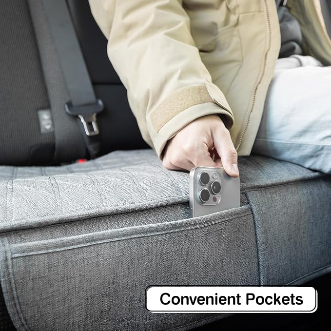 Leader Accessories Faux Linen Rear Bench Seat Cover, Size M, Grey | Breathable Back Seat Protector With Non-Slip Bottom, Diamond Stitched Bench Seat Cushion for Vehicles Cars Van SUV Truck