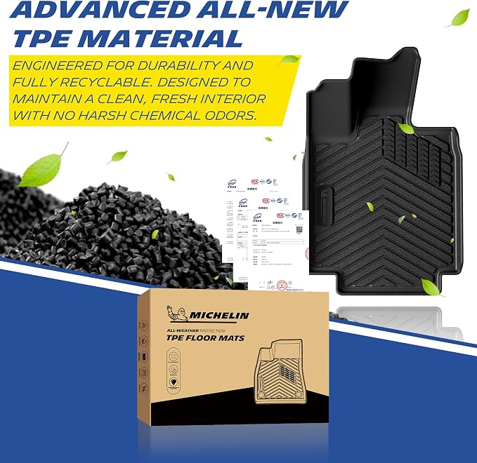 Michelin Vehicle Mats, Premier Series All-Weather TPE Custom Fit Liner for 2025-2027 Tesla Cybertruck Floor Mats (6 Piece), Not fit Cyberbeast