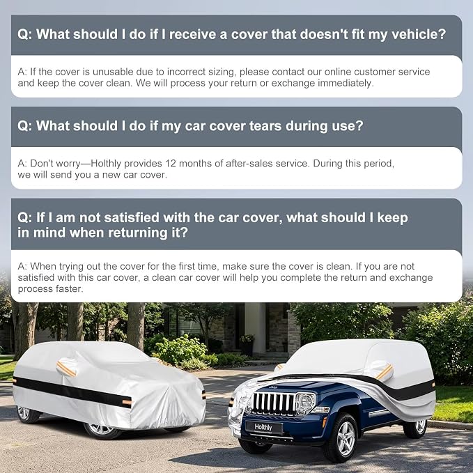 10 Layers SUV Car Cover Custom Fit for Jeep Liberty (2001-2013), Waterproof All Weather for Automobiles, Outdoor Full Cover Sun Dust Rain Protection with Cotton. Silver
