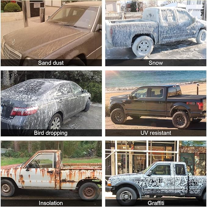 Sailnovo Pickup Truck Car Cover Waterproof All Weather, 7 Layers Heavy Duty Outdoor Full Car Cover, Snowproof Rainproof Windproof Sun UV Protection (PE+Cotton, L Fit Length 228", Max Cab Length 144")