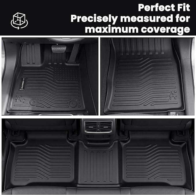 Auxko All Weather Floor Mats Cargo Mat with Backrest Mat for 2026 Toyota RAV4 Hybrid(Not for Phev Fits w/or w/o subwoofer) All Season TPE Accessories Odorless Anti-Slip