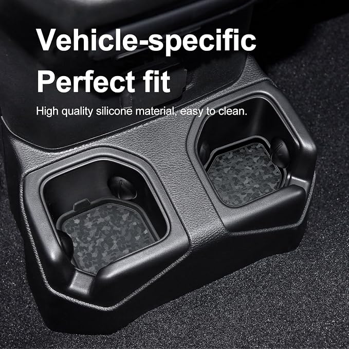 Cup Holder Inserts for Wrangler JL JLU 2018-2026 & Gladiator JT 2020-2026, Jeep Cup Holder Inserts, Original Exterior Design, Jeep Wrangler Accessories (4-pcs Set), Exclusive Patented Appearance