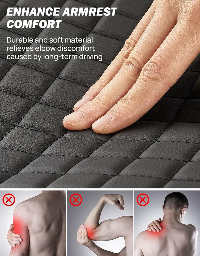 JOYTUTUS Center Console Cover Compatible with 2019-2025 2026 Ram 1500 2500 3500, Leather Arm Rest Armrest Cover for Car, Durable Middle Console Cover Lid, Car Arm Rest Cover Pad Cushion Replacement