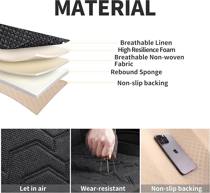 Linen car Seat Covers Breathable Cloth Fabric Seat Protector Front seat Covers Universal Fit for 95% Automotive, Car, Van, SUV, Trucks（Black，2PCS）