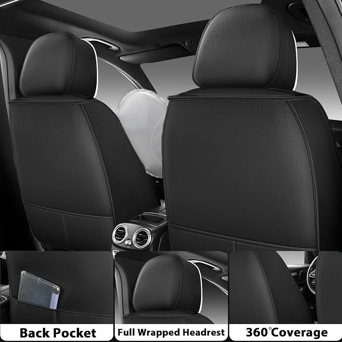 otoez Leather Seat Covers for Car Full Set, 5 Seat Car Seat Cover, Waterproof Automotive Seat Covers, Universal Seat Protector for Most Cars SedensTrucks SUVs (Dark Purple)