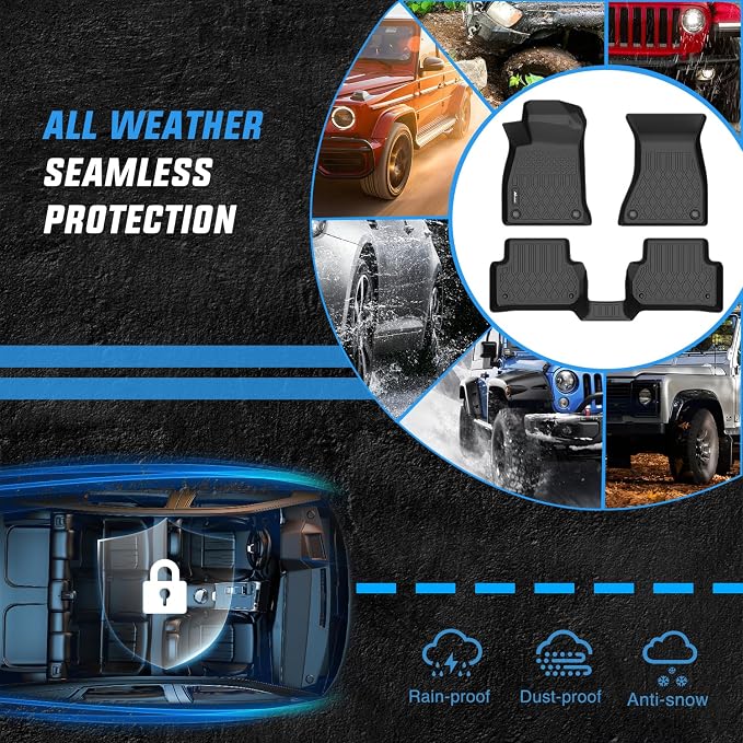 Nilight TPE Floor Mats for Audi A4 S4 2017 2018 2019 2020 2021 2022 2023 2024 2025 All Weather Custom Fit Heavy Duty Floor Liners