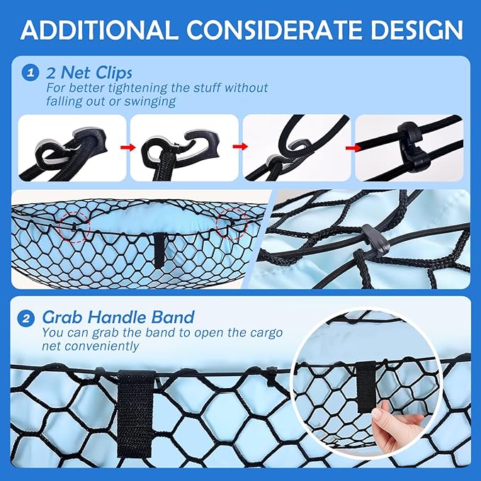 Envelope Style Cargo Net for Hyundai Tucson 2026 2025-2022 Accessories, Rear Trunk SUV Mesh Cargo Net, Upgraded 5mm Bungee & Double-Layer Nylon Storage Tailgate Netting Grocery&Tools Holder Organizer