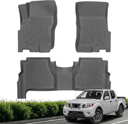 Floor Mats for 2008-2021 Nissan Frontier Crew Cab | All Weather TPE Floor Liners Custom Fit Frontier Heavy Duty Car Mats 1st & 2nd Mat Accessories Odorless Anti Slip Black