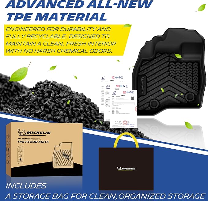 Michelin Vehicle Mats, All-Weather TPE Custom Fit Liner for 2015-2019 Explorer 7 Seats (5 Piece), Premier