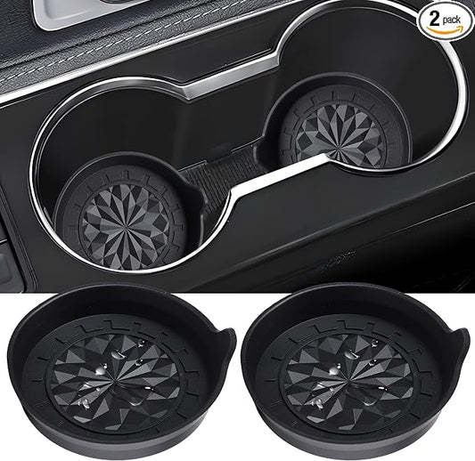 Amooca Automotive Cup Holders Universal Car Cup Coaster Waterproof Non-Slip Sift-Proof Spill Holder Car Interior Accessories 2 Pack Black Floral