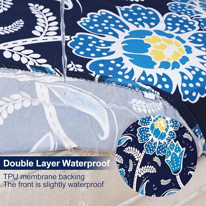 Smiry Waterproof Patio Cushion Covers, Stretch Outdoor Furniture Covers | Couch Slipcovers Replacement, Washable Furniture Protector, UV-resistant Sofa Chair Seat Cover for Outdoor and Indoor, 4 Pcs