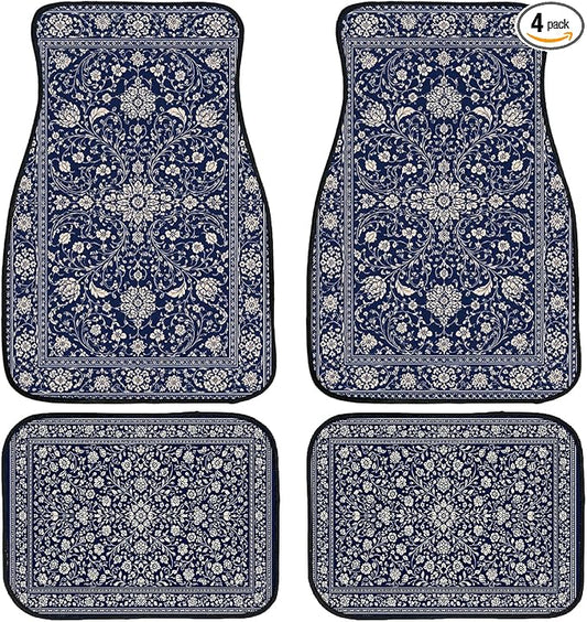 Christmas Car Floor Mats Red Truck Tree Gift Snowflake Plaid Carpet Front Rear Carpets Mat Decorative Car Floor Carpets Non-Slip Auto Car Accessories Universal Fit for Car SUV Truck Van