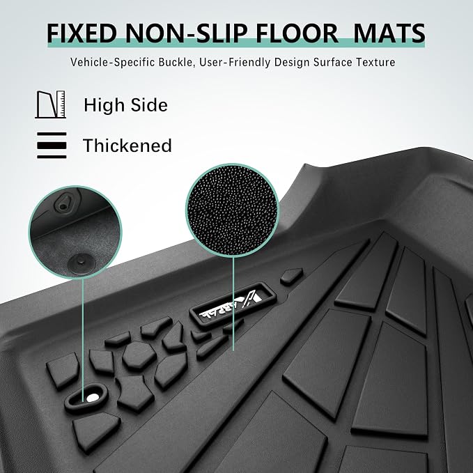 KARPAL Floor Mats for 1999-2007 Chevy Silverado/GMC Sierra 1500/2500/3500 Crew Cab / 2000-2006 Chevy Suburban/Cadillac Escalade/GMC Yukon XL, All-Weather TPE Custom Fit Floor Liners Car Accessories