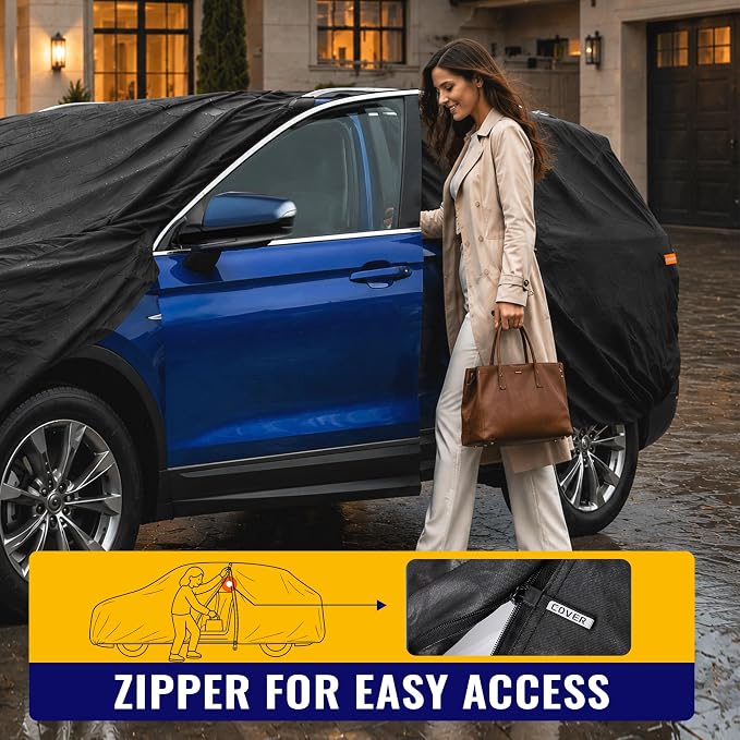 X AUTOHAUX Car Cover for Chevrolet Equinox 2005-2024 210D-PU Outdoor Full Car Cover All Weather with Door Zipper for Waterproof Windproof Sun Rain Snow Protection