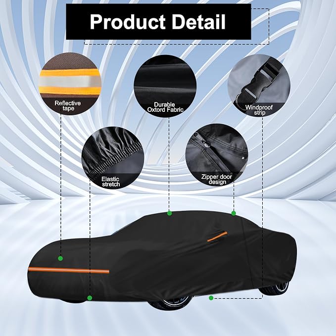 Amooca Car Covers Custom Fit for Chevrolet Corvette C3 C4 C5 C6 C8 Waterproof Sun-Proof All Weather for Automobiles Snow Cover 420D with Door Zipper Cotton Lining