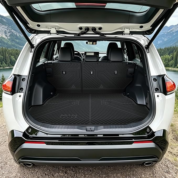 LASFIT Floor Mats & Trunk Mat & Backrest Mat for Toyota RAV4 2026 PHEV Plug-in Hybrid (Not Fit Hybrid. Not Fit Cargo with Subwoofer) RAV 4 All Weather TPE Custom Fit Automotive Car Liner Accessories
