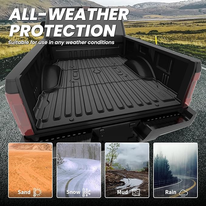 LASFIT Bed Mat 6.75ft for Ford F250 F350 F450 2017-2026 Super Duty 81.9" Truck Bed Liner, All Weather TPE Car Bed Mat for F-250 F-350 F-450, 1PC Black