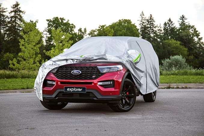 Koukou SUV Car Cover Custom Fit Ford Explorer from 1995 to 2024,Waterproof Car Cover All Weather for Automobiles Outdoor Indoor with Zipper Door, Sun Rain Dust Snow Protection.