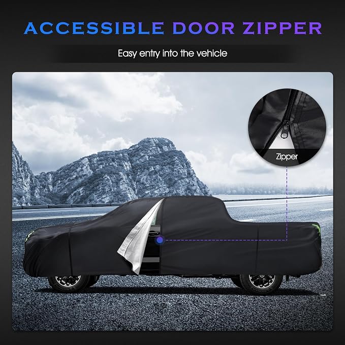 Car Cover Custom Fit for Toyota Tundra 2007-2024,6 Layers Truck Cover Waterproof All Weather for Automobiles,Outdoor Full Exterior Cover Black,Up to 233.6 inch, 5.5 Bed Length