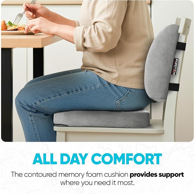 FORTEM Seat Cushion, Office Chair Cushion, Lumbar Support Pillow for Office Chair, Memory Foam Car Seat Cushions, Sciatica Coccyx Tailbone Pain Relief, Cushions for Back Support, Washable, Non Slip XL