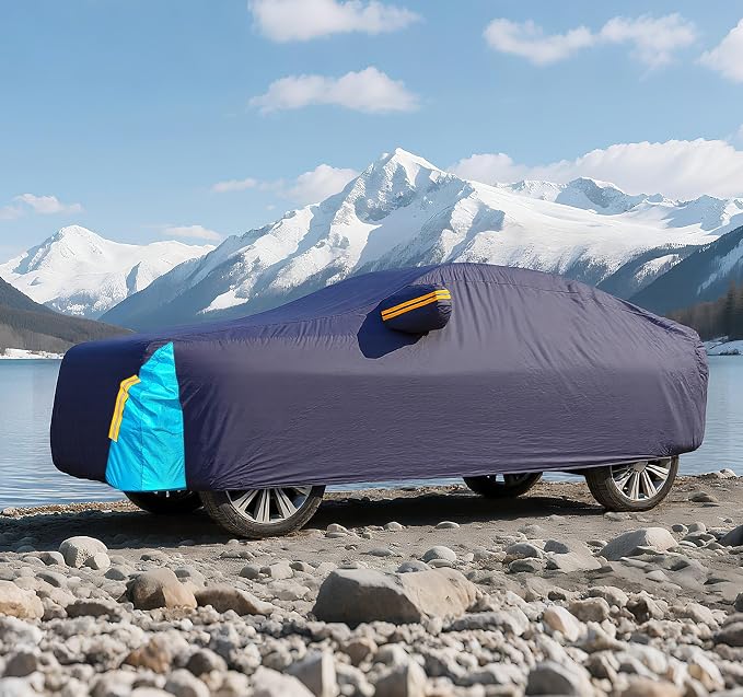 Car Cover Waterproof All Weather, 6 Layers Outdoor Full Exterior Cover Rain Sun UV Snowproof Protection with Zipper Cotton, Mirror Pocket for Mazda CX-5