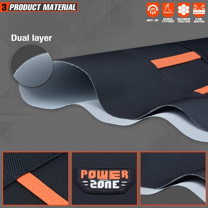 Universial Dirt Bike Seat Cover - Soft Ribbed Rubber Seat Covers for Motorcross Enduro Orange