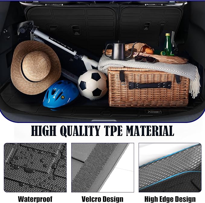 Kia Trunk & Backrest Mat 2021-2025 - All Weather TPE Cargo Liner Protector, 3rd Row Back Seat Cover Accessories | All Weather TPE Protector Back Seat Cover 3rd Row for 2021-2025 Kia Sorento Accessories