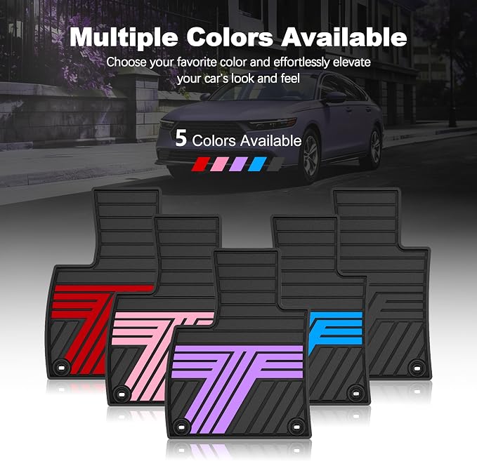 Floor Mats Fit for Honda Accord Sedan 2026 2025 2024 2023 (Gasoline & Hybrid), All Weather Protection Custom Fit Anti-Slip Floor Liners,1st & 2nd Row, Black & Purple