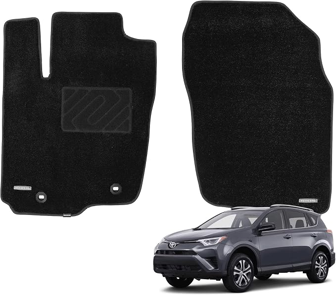 WENNEBIRD Front Carpet Floor Mats for Toyota RAV4 2013-2018, 2Pc | 0.6-Inch Ultra-Thick Plush Carpet, Noise-Reducing Comfort, Waterproof TPE Layer, Anti-Slip Backing