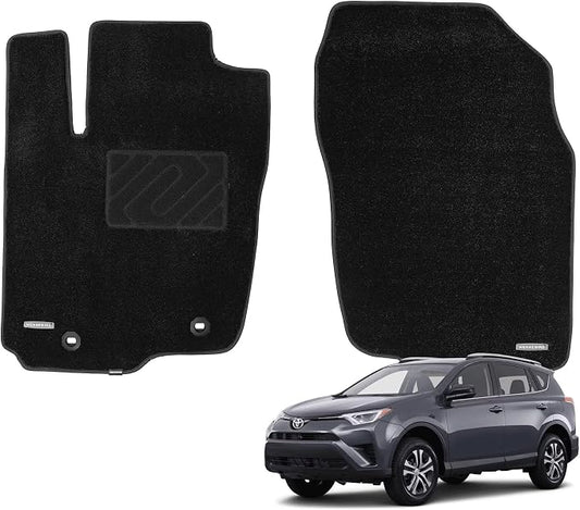 WENNEBIRD Front Carpet Floor Mats for Toyota RAV4 2013-2018, 2Pc | 0.6-Inch Ultra-Thick Plush Carpet, Noise-Reducing Comfort, Waterproof TPE Layer, Anti-Slip Backing