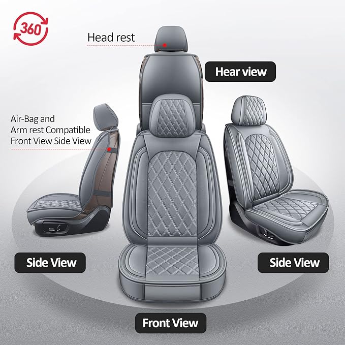 MIROZO Ram Front Seat Covers Grey, Seat Cover for Trucks Car Seat Protector Compatible with 2009-2026 RAM 1500/2500/3500 Crew Quad Cab Pickup Cushions (2 PCS Front,Gray)