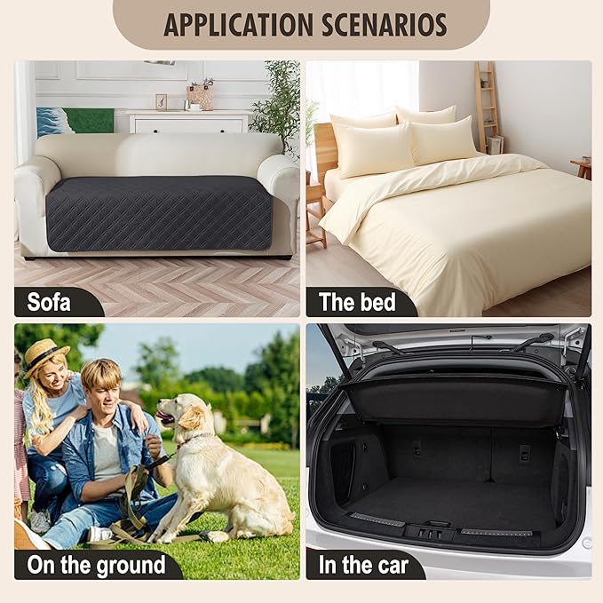 Genina Waterproof Couch Cover,Washable Anti-Slip 78inch Sofa Covers with 3 Cushions,Sectional Couch Covers for Pets Friendly, Sofa Slipcovers for Dogs Cats(78inch/Charcoal Gray)