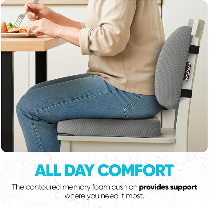 FORTEM Seat Cushion, Office Chair Cushion, Lumbar Support Pillow for Office Chair, Memory Foam Car Seat Cushions, Sciatica Coccyx Tailbone Pain Relief, Cushions for Back Support, Washable, Non Slip XL