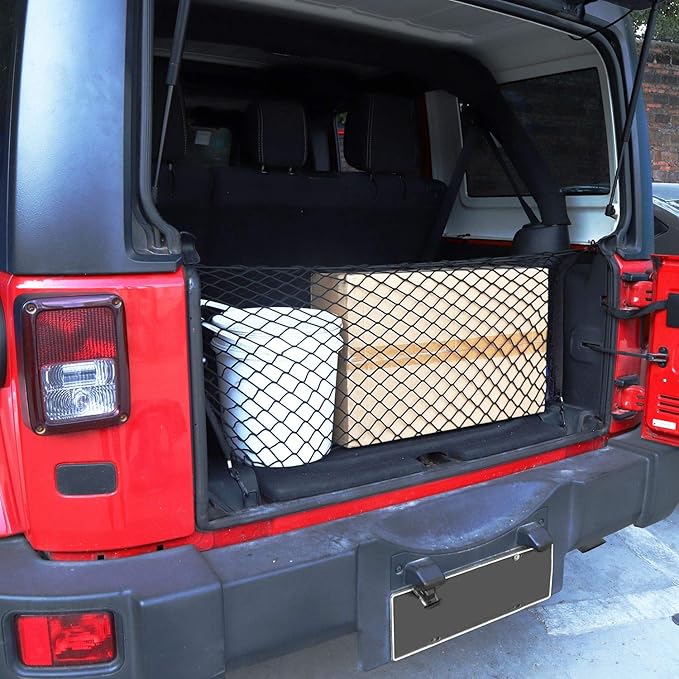 Voodonala 40 x 18 Universal Cargo Net Organizer, Elastic Mesh Trunk Storage Envelope for Pickup Truck Bed, SUV Rear Cargo Area Divider Compatible with Bronco Sport, Jeep, Dodge, Toyota
