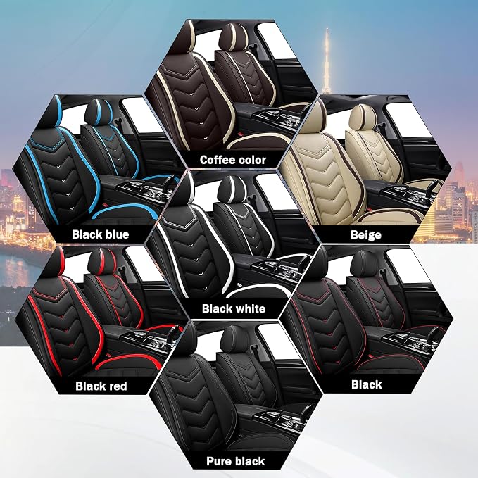 CTDS Car Seat Covers for Honda Civic 2000-2026, Stylish Sport Seat Cover, Premium Nappa Leather Car Seat Cover. Automobile Seat Covers Sets.(Standard 2 Seats/Pure Black)