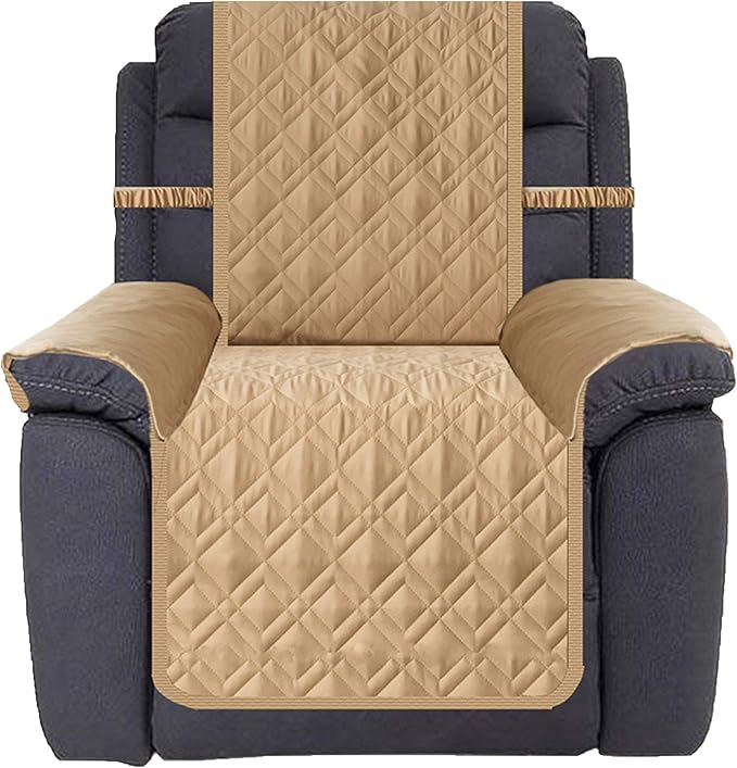 Ameritex Waterproof Nonslip Recliner Cover Stay in Place, Dog Chair Cover Furniture Protector, Ideal Recliner Slipcovers for Pets and Kids (Sand, 23")